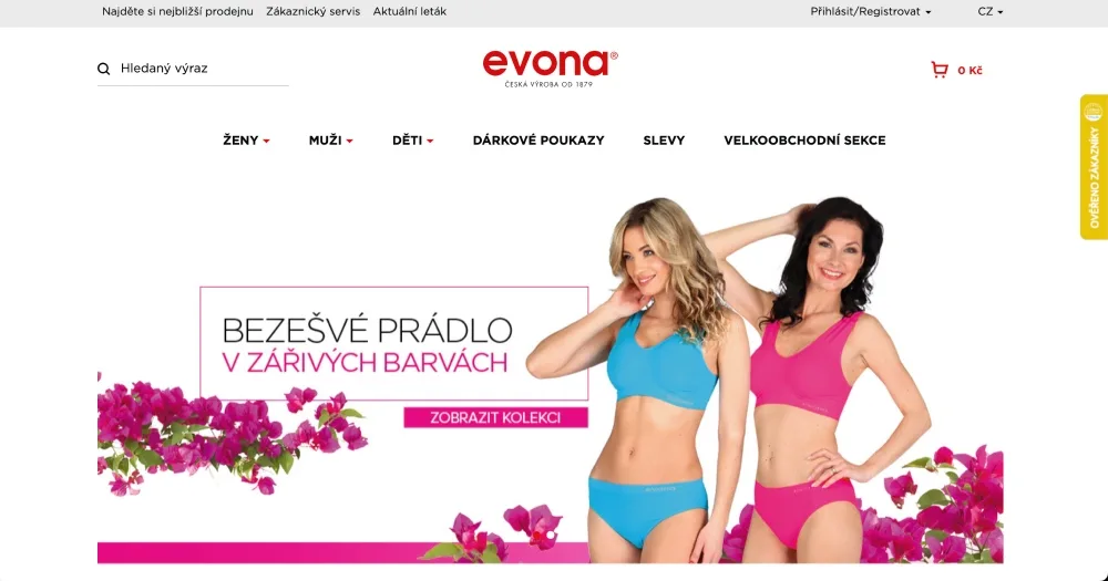 snímek obrazovky Evona