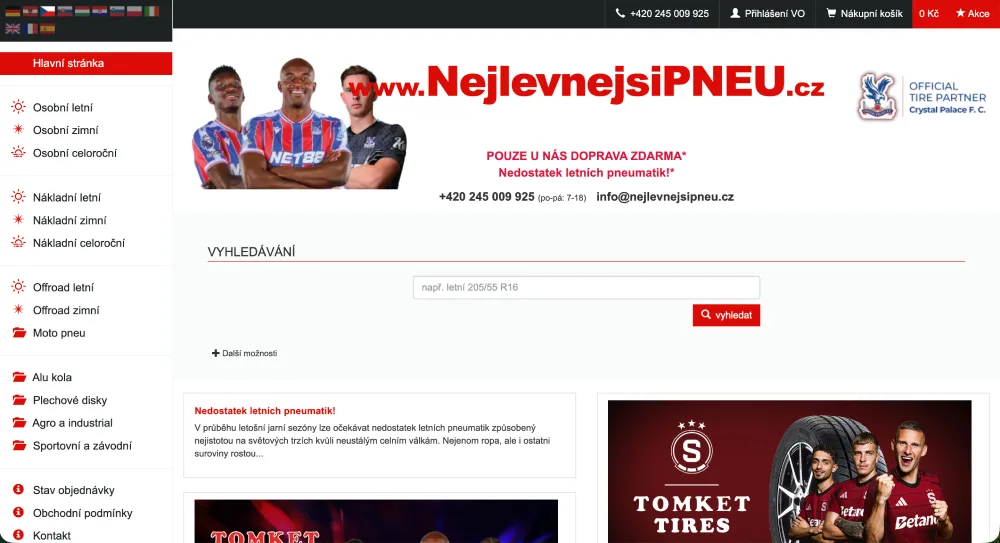 web Nejlevnější pneu